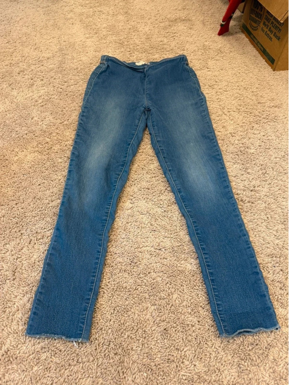 Free People Jeans Size 27 Blue Denim Raw Hem Slim Straight Cropped